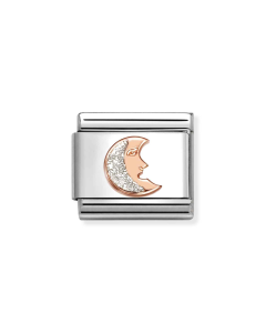 Nomination Composable Rose Gold 9K księżyc ze srebrną brokatową emalią 430205/05