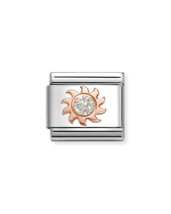 Nomination Composable Rose Gold 9K słońce ze srebrną brokatową emalią 430205/28