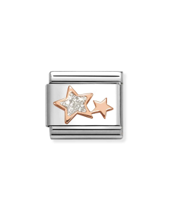 Nomination Composable Rose Gold 9K gwiazdy ze srebrną brokatową emalią 430205/29