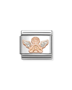 Nomination Composable Rose Gold 9K anioł ze srebrną brokatową emalią 430205/30