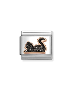 Nomination Composable Rose Gold 9K kot z czarną brokatową emalią 430205/32
