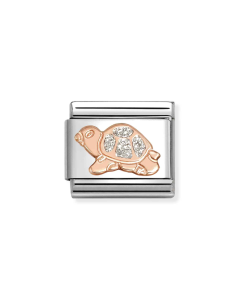 Nomination Composable Rose Gold 9K żółw ze srebrną brokatową emalią 430205/34