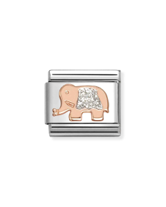 Nomination Composable Rose Gold 9K słoń ze srebrną brokatową emalią 430205/36