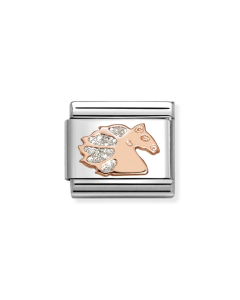 Nomination Composable Rose Gold 9K jednorożec ze srebrną brokatową emalią 430205/39