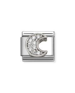 Nomination Composable Silver księżyc z białymi cyrkoniami 330322/30