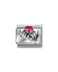 Nomination Composable Silver splecione ręce z czerwoną cyrkonią w kształcie serca 330327/33