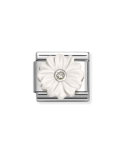 Nomination Composable Silver biały kwiatek z białą cyrkonią 330512/23