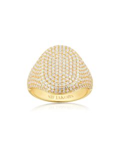 Pierścionek sygnet srebrny pozłacany Sif Jakobs Felline Capizzi złoty cyrkonie SJ-R42240-CZ-YG-56