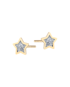 Kolczyki złote gwiazdki z brokatem pr. 585 ZW-Z-000-N00-FW19724