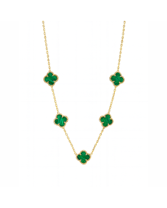 Naszyjnik złoty koniczyna malachit pr. 585 NA300128JC