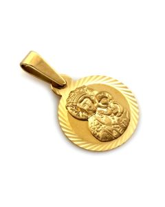 Zawieszka złota frezowany medalik z Matką Boską ZA6759