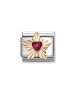 Nomination Composable Rose Gold 9K diamentowa gwiazdka z czerwoną cyrkonią 430609/005