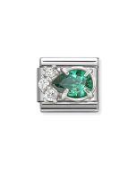 Nomination Composable Silver białe cyrkonie i zielona cyrkonia kropla 330329/03