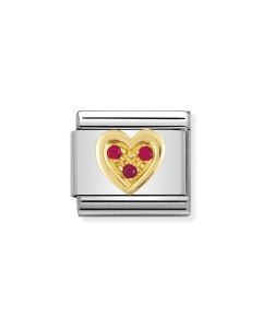 Nomination Composable Gold 18K Serce z czerwonymi cyrkoniami 030311/12