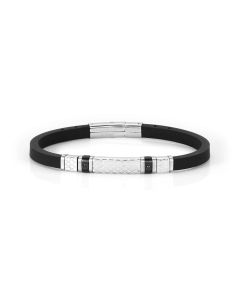 Bransoletka męska CITY Elegance Edition srebrna z czarnymi cyrkoniami 028809/015