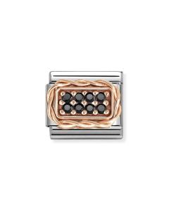 Nomination Composable Rose Gold 9K Pave z czarnymi cyrkoniami i warkoczem 430318/10