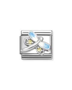 Nomination Composable Silver Ważka z niebieską emalią i żółtymi cyrkoniami 330321/10