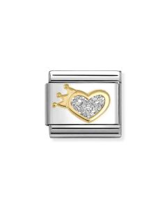 Nomination Composable Gold 18K brokatowe serce z koroną 030220/24