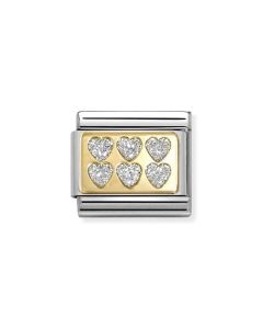 Nomination Composable Gold 18K serca z brokatową emalią 030224/08