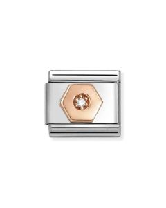 Nomination Composable Rose Gold 9K Hexagon (sześciokąt) z białą cyrkonią 430305/48