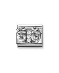 Nomination Composable Silver Znak zodiaku Bliżnięta z białymi cyrkoniami 330326/03