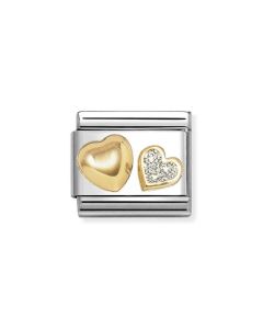 Nomination Composable Gold 18K wypukłe i brokatowe serce 030220/26