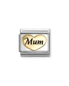 Nomination Composable Gold 18K serce z napisem mama 030285/80