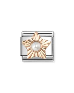 Nomination Composable Rose Gold 9K diamentowa gwiazdka z białą perłą 430515/13