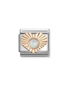 Nomination Composable Rose Gold 9K diamentowe serce z białym opalem 430516/07