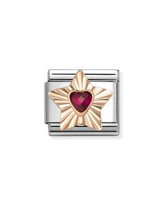 Nomination Composable Rose Gold 9K diamentowa gwiazdka z czerwoną cyrkonią 430609/005