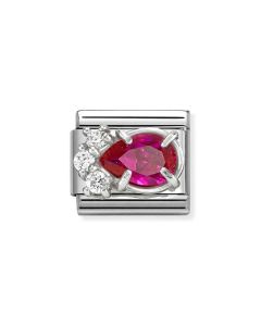 Nomination Composable Silver białe cyrkonie i czerwona cyrkonia kropla 330329/02
