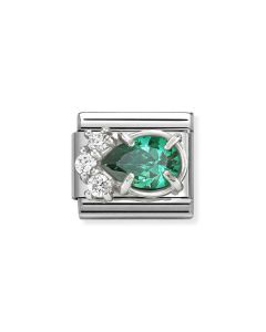 Nomination Composable Silver białe cyrkonie i zielona cyrkonia kropla 330329/03