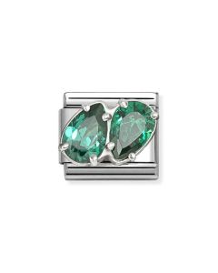 Nomination Composable Silver dwie zielone cyrkonie 330329/12